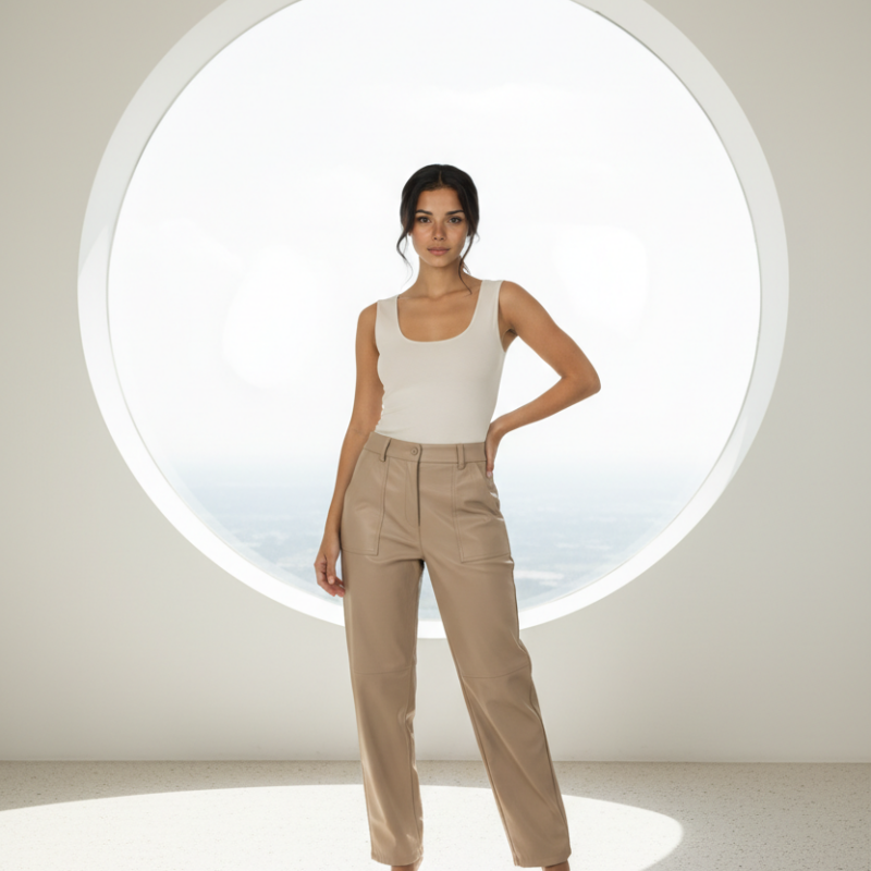 PANTALÓN POLIPIEL CAMEL